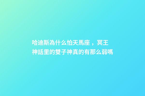 哈迪斯為什么怕天馬座，冥王神話里的雙子神真的有那么弱嗎-第1張-觀點-玄機派